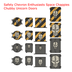 Safety Chevron Enthusiasts Space Chappies STL file Safety Chevron Enthusiasts Space Chappies Chubby Unicron Doors - Iron Warriors・3D printer design to download, Bum_Fluff