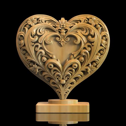 Ornamental Heart Sculpture STL Decorative Art Statue 3D print model