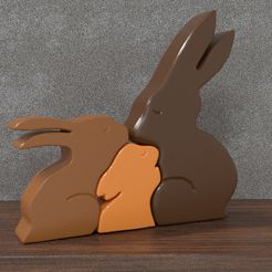 lapins_rendu01.jpg STL file Rabbits_love・3D printing template to download