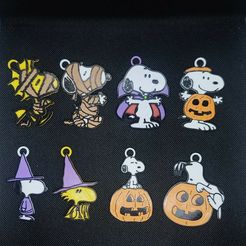 index.jpg 3D file Halloween themed snoopy keychain set・3D print design to download