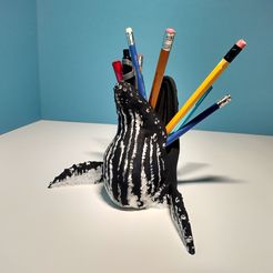 Humpback4-5.jpg STL file Pen / Pencil Holder / Pot (Humpback Whale)・3D printable model to download