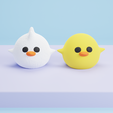Kawaii-Birds-3.png Cute Snowman Bird and Yellow Bird - Toytaku Prints