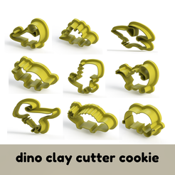 1-sets-dino-clay-cutter-cookie.png STL file CLAY-CUTTER-COOKIE- DINO・Model to download and 3D print