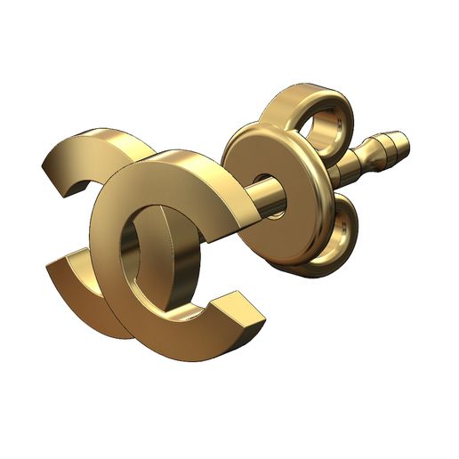 Chanel logo stud earring 3D print model 3D model