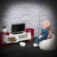DSC_5167.jpg Modern TV Stand & TV Desk - Miniature Dollhouse Furniture. TV Desk 1:12 Scale. Perfect STL File for dollhouse TV Stand
