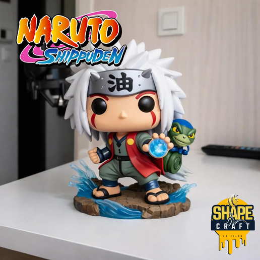 Jiraiya Funko Pop STL File - Naruto Chibi Desk Statue 3D Model - Anime Printable Fan Art Figure