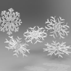 SnowFlakes_display_large.jpg Fichier STL gratuit Différents modèles de flocons de neige・Plan imprimable en 3D à télécharger