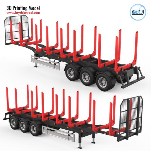 Trailer for Carrying Logs - 3D model önizlemesi