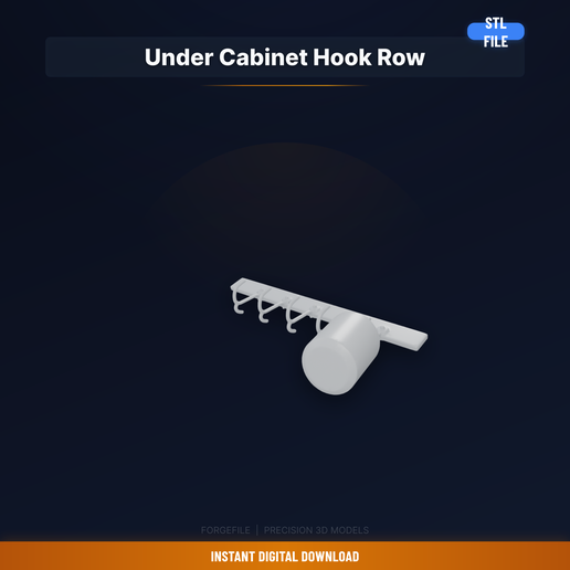Adhesive Under-Cabinet Hook Strip, 5 Hooks, Rv Mug - 3D Printable STL File