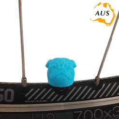 bike-dog-blue.png Descargar archivo STL Pug Dog Car Truck Bicicleta Furgoneta neumático de la rueda de la válvula de vástago de la cubierta • Diseño imprimible en 3D, Custom3DPrinting