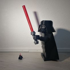 IMG_20180917_182700.jpg Файл STL Giant 3D printed Lego Star Wars Darth Vader minifigure with light saber・Модель для загрузки и 3D-печати
