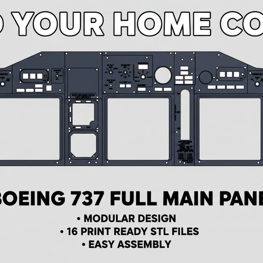 🧸 737 Main Panel Full・ 3D File for 3D printing・Cults