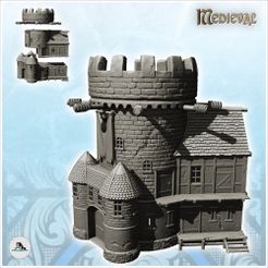 1.jpg STL file Castellum with stone watchtower and dwelling houses (6) - DnD Wargaming Medieval War of the Rose Saga・Template to download and 3D print