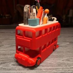 busfront.jpg Free STL file London Bus Doubledeck Routemaster desk organizer (Boite à crayon bus anglais)・3D printer design to download