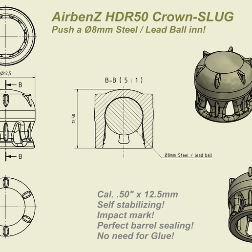 CROWN SLUG FOR HDR50 3D model