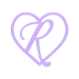 coeur R.stl heart with initial R
