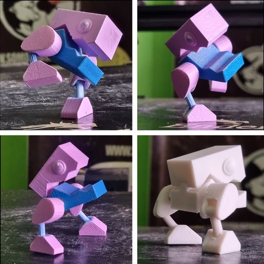 articulated-3D-printed-geometry-dash-default-robot-vehicle-different-poses.jpg 这是一个铰接式就地打印 3D 几何冲刺恐龙机器人，它甚至能张开嘴巴！