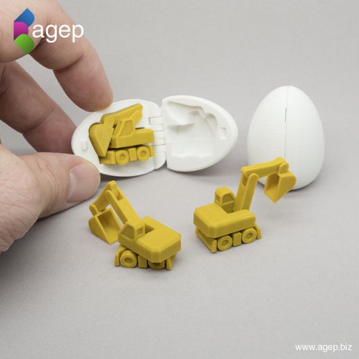 surprise_egg_excavator_instagram_01.jpg Descargar archivo STL gratis Surprise Egg #4 - Excavadora Pequeña・Modelo para la impresora 3D, agepbiz