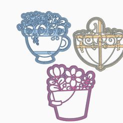 SET-1-1.jpg Fichier STL Set x 3 Cutters Bookmark Plants Potted Plants Flower Pot Cup FLoral Umbrella Mom Mom Mothers Day Mother's Day Cookies Cookies・Modèle à télécharger et à imprimer en 3D