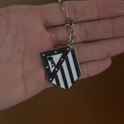 IMG_5681.png 3D file Key ring black and white Atletico de Madrid・3D printing idea to download