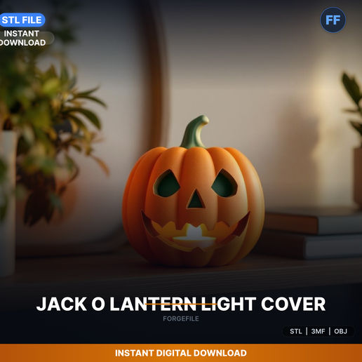 Pumpkin Jack O Lantern Led Tealight Cover, Carved Face, - 3D Printable STL File