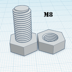 1_M8.png Archivo STL gratis Tuerca ISO M8・Objeto de impresión 3D para descargar