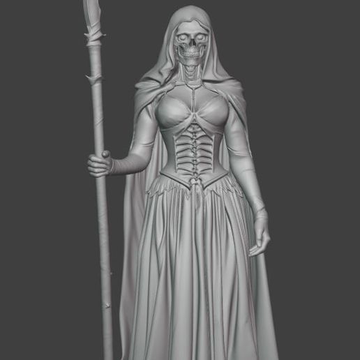 Grim Reaper Lady Gothic Death Sculpt with Scythe