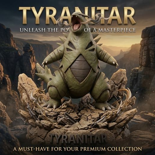 TYRANITAR.jpeg Tyranitar Pokemon Armor Rock Dark Statue 3D Model OBJ RAR