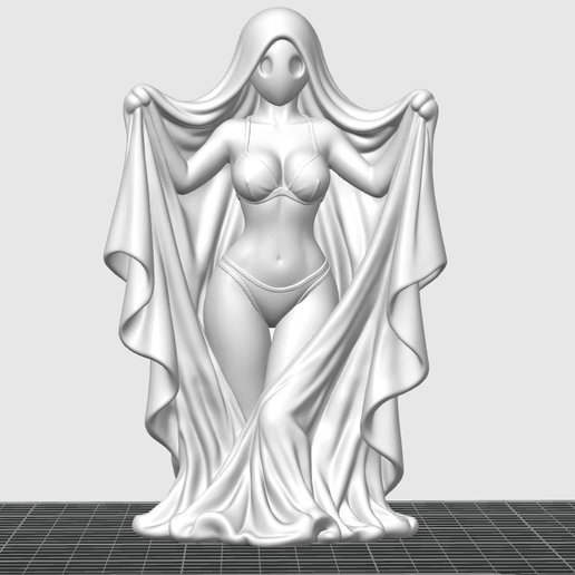 A ghost parting its drape