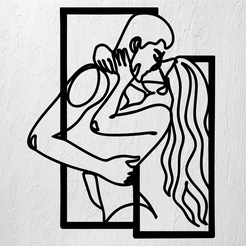 Imagen1-pareja-besandose.png Archivo STL PAREJA BESANDOSE ARTE DE PARED DECORACIÓN 2D・Diseño de impresora 3D para descargar