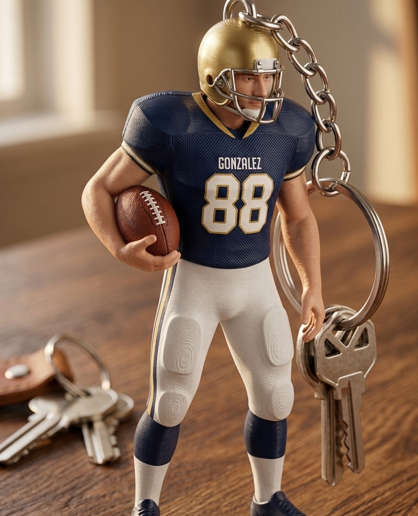 American Football Player Keychain