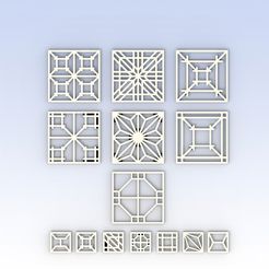 Kumiko_4Patterns_Overview.172.jpg Kumiko Pattern Pattern Template Asa-no-ha Izutsu-Tsugi 14 pieces