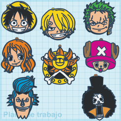 Muestra.png STL file One Piece Keychains - One Piece Keychan・3D printer model to download