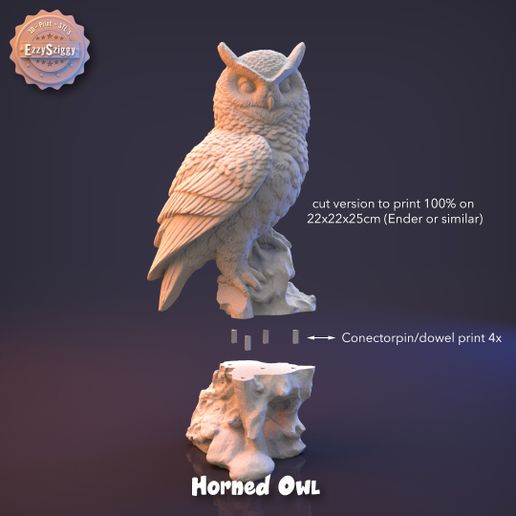 🦉 Horned Owl・ 3D File for 3D printing・Cults