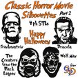 Horror-Silhouettes-P2-IMG.jpg Halloween Horror Silhouette Dracula Frankenstein, Wolf Man Creature Black Lagoon