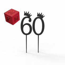 60-corona.jpg STL file 60 Crown Cake Topper・3D printable model to download