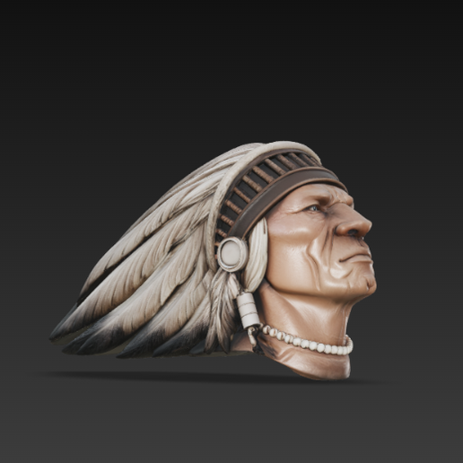Indian Native Chief Motorcycle Emblem – Realistic Logo STL