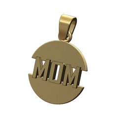 MOM-split-round-pendant-charm-00.jpg STL file Mom split round pendant with bail 3D print model・3D printing template to download