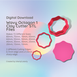 Cover-7.png Wavy Octagon 1 Clay Cutter - Earring STL Digital File Download- 15 sizes and 2 Earring Cutter Versions,