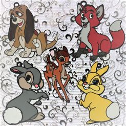 disney animals pack 2.jpg STL-Datei Set of 5 Disney ornaments herunterladen • 3D-druckbares Design, DG22