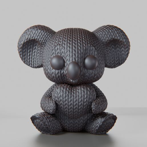 Knitted Koala Statue 3D Print Model for Display or Gift