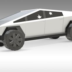 Untitled 531- (1).jpg Free STL file TESLA Cybertruck 3D PRINTED MODEL - SPINNING WHEELS・Object to download and to 3D print, Trikonics