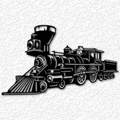project_20230523_1142514-01.png STL file Train engine wall art steam locomotive wall decor 2d art・3D printer design to download