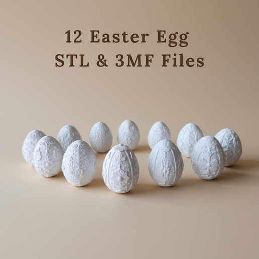 Easter STL Bundle - 12 Decorative Eggs + Egg Stand (STL & 3MF) - Perfect Easter Gifts - Digital Download