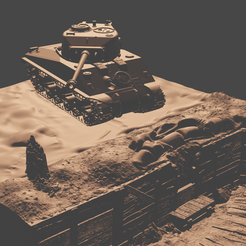 d1.png Diorama with Sherman M4 next to the trench WW2