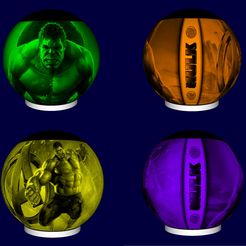 1.jpg STL file lamp sphere lithophany hulk・3D printing model to download