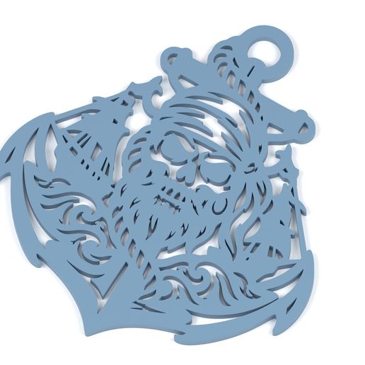 Sea Rover Skull Anchor - Single-Piece Pirate Wall Art STL