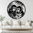 Monkeys-Oldx.png Cute Monkey Couple 2D Wall Art/Window Art