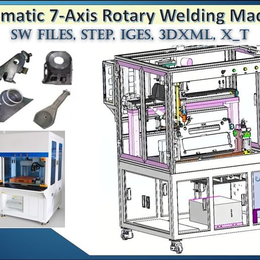 Automatic 7-Axis Rotary Welding Machine 3D CAD Model | Dedicated High-Throughput Rotary Welder System