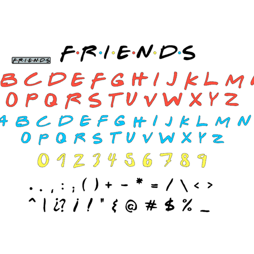 🔢 Letters and Numbers FRIENDS Logo・ STL File for 3D printing